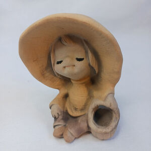 Vintage UCTCI Japan Ceramic Boy with Basket Figurine